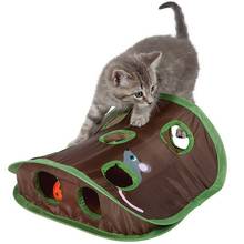 Brinquedo interativo fofo de gato, brinquedo de inteligência para caça, furo oculto, túnel de 9 buracos, brinquedo dobrável para gatos 2024 - compre barato