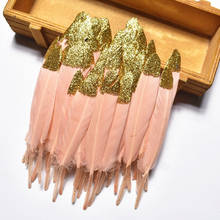 Penas de ouro natural mergulhadas, penas de ganso para artesanato 10-15cm/4-6 '', vestuário para fazer joias 2024 - compre barato