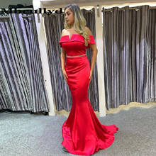 Mbcullyd красное вечернее платье русалки длинное 2020 Кристальное платье с открытой спиной для выпускного вечера формальное платье со шлейфом с открытыми плечами vestido de festa 2024 - купить недорого