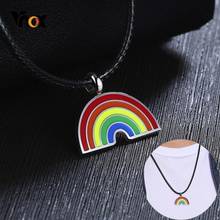 Vnox Cute Rainbow Pendant for Women Men Stainless Steel Necklaces with 20" Leather Rope Chain Gay & Lesbian LGBT Pride Pendant 2024 - compre barato