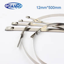 100pcs 12mm*500mm 12x500mm Latching Self-Locking Stainless Steel wires cable ties self-Lock tie wrap zip ties 201 304 316 2024 - buy cheap