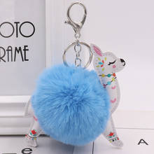 2020 wholesale New Christmas Fawn Plush Keychain PU Leather Sika Deer Hair Ball Pendant Lady Bag Car Ornament 2024 - buy cheap
