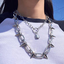 New Hip-hop Punk Lock Pendant Necklace Vintage Harajuku Lock Rivet Necklaces Chain Choker For Women Men Fashion Jewelry 2024 - buy cheap