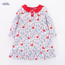 Little Maven New Spring Autumn Kids Red Flamingo Floral Printed O-neck  Girls 2-6yrs Full-sleeved Cotton Knitted Casual Dresses 2024 - buy cheap