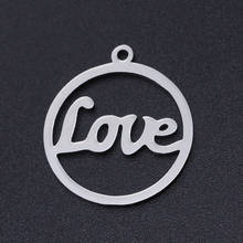 5pcs/lot Stainless Steel Love Word Round Charms Pendants for DIY Making Bracelet Necklace Accessories 20*22mm 2024 - buy cheap