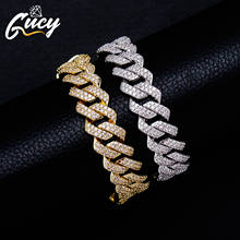 GUCY-pulsera cubana de 14MM de alta calidad para hombre, cadena de eslabones de Hip Hop, parte trasera sólida de cobre, circón completo, joyería Rock a la moda 2024 - compra barato