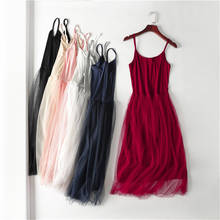 Gowyimmes New Fashion Women Spaghetti Strap dresses Patchwork LaceTank dress Lady Midi Long Dress Autumn bottomings vestidos 569 2024 - buy cheap