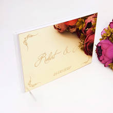 Libro de invitados personalizado con nombre de pareja, cubierta de espejo acrílico de diseño clásico, regalo de fiesta en blanco, 25x18cm 2024 - compra barato