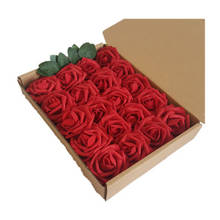 20PCS 15COLORS Artificial PE Foam Rose Flower with Storage Box Leaf DIY Home Flower Wedding Bouquet Decor Valentine Day Gift 2024 - buy cheap