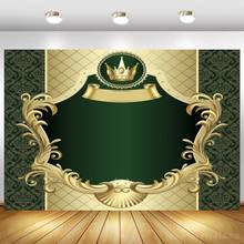 Dark Green Gold Grid Pattern Name Text Customize Birthday Party Background Photography Newborn Baby Shower Kids Backdrops Decor 2024 - buy cheap