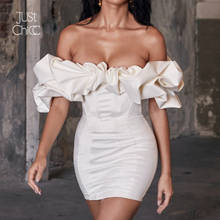 Justchicc Club Party Dress Women Off Shoulder Autumn Bodycon Dress Mini 2019 Casual White Sexy  Dress Female Ruffle Vestidos 2024 - buy cheap