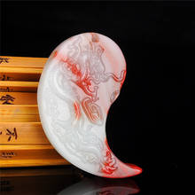 Par de colgantes de dragón y Fénix para hombre y mujer, joyería China tallada A mano, amuleto Natural de Jade blanco y rojo, regalos 2024 - compra barato