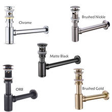 Bottle Trap Brass, Round Bottle P-Trap  Basin Sink Waste Traps Drain Tube Kit Adjustable Height,Matte Black/Brushed Gold/ORB 2024 - buy cheap