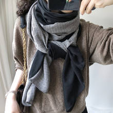 Шарф женский, Корейская версия, однотонный, в клетку, из хлопка и льна, тонкий, длинный шарф, шаль 2024 - купить недорого