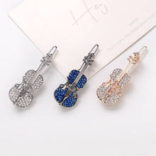 Fashion Alloy Rhinestones Violin Hair Clip Sweet Hairpins Cute Crystal Rhinestone Headwear Clips Barrette Hair Accessories 2024 - buy cheap