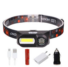 Mini COB LED Headlight Headlamp Head Lamp Flashlight USB Rechargeable 18650 Torch Night running headlights Light 2024 - buy cheap