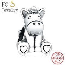 FC Jewelry Fit Original Charm Bracelet Real 925 Sterling Silver Carousel Setting Unicorn Bead For Making Women Berloque 2022 New 2024 - buy cheap