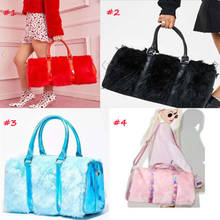 2020 Soft Rainbow Handbags Faux Fur women Tote Bags Large Capacity Laser Symphony Pink Shoulder Bags Boston Travel vacation bag 2024 - buy cheap