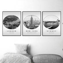 Modern Canvas Art New York London Berlin Sydney Building Black White View Poster Photography Painting Picture Living Room Decor 2024 - buy cheap