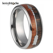 Real Wood/Stainless Steel Arrow Inlay 8mm Men Women Tungsten Carbide Wedding Band Rings Dome Polished Comfort Fit 2024 - buy cheap