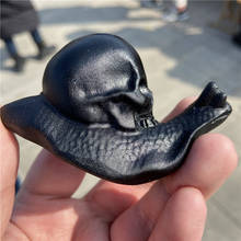 Natural Obsidian Snail Skull Figurine Crystal Carved Statue Home Ornament art collectible Gift 1pcs 2024 - buy cheap