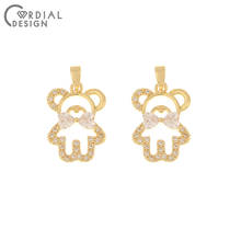 Colgante de diseño Cordial de 20 piezas, 14x19MM, accesorios de joyería, hechos a mano, accesorios para pendientes, chapado en oro genuino, dijes de CZ para collar 2024 - compra barato