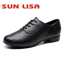 Sun lisa lindo sapatos de dança masculinos com saltos quadrados tango salsa ballroom jazz moderno sapatos de dança latina preto 2024 - compre barato