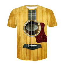2020 Высококачественная Мужская/Женская футболка с музыкальным инструментом футболка с 3D-принтом гитары повседневные футболки в стиле хип-хоп футболки с круглым вырезом 2024 - купить недорого