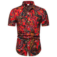 2022 moda floral algodão linho camisa dos homens de manga curta praia havaiano camisa masculina 2024 - compre barato