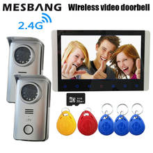 New 2.4G wireless video doorbell door intercom bell calling with 7 inch monitor support unlock the door by ID card 2024 - buy cheap