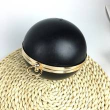 14 cm Round Shape gold antique brass color metal purse frame with black plastic sewing purse handles obag accessories wholesale 2024 - buy cheap