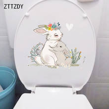 ZTTZDY 24,7 × 19 см рисованный вручную милый кролик детская комната настенное украшение забавные наклейки для ванной и туалета T2-1381 2024 - купить недорого