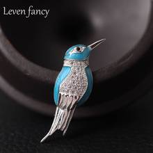Sterling Silver 925 Colored Blue Bird Brooch Female Small Animal Kingfisher Pin Sweater Embellishment Accessories Brooches 2024 - buy cheap