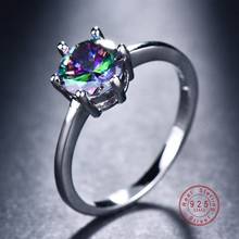 Серебряное круглое кольцо белого/голубого цвета с огненным опалом, женские модные обручальные ювелирные изделия, очаровательное кольцо с цирконием AAA 2024 - купить недорого