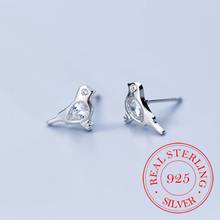 100% 925 Sterling Silver Cut Crystal Bird Stud Earrings For Women Girls Creative Lady Fashion Jewelry pendientes 2024 - buy cheap