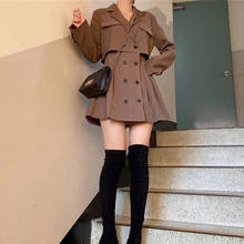 Vestido de design estilo coreano, moda feminina de rua alta, bonito, elegante, escritório, para moças, botão entalhado, mini vestido 2024 - compre barato