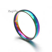 YingWu модные ювелирные изделия 6 мм Красочные блики гладкое Радужное кольцо из нержавеющей стали кольца для мужчин и женщин подарок 50 шт 2024 - купить недорого