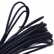 2m/lot approx:4mm navy Round Genuine Braided Leather Cord Real Cow Leather Cords String Rope Bracelet Findings Diy Jewelry Make 2024 - buy cheap