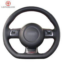 Lqtenleo mão costurar capa de volante do carro preto couro genuíno para audi r8 2008-2010 tt 2008-2015 2024 - compre barato