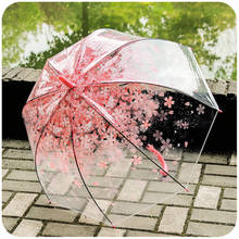 Романтический прозрачный купольный Зонт с прозрачными цветами, Полуавтоматический зонт для ветра, сильного дождя, Женский солнцезащитный зонт 2024 - купить недорого