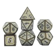 Juego de dados de Metal de lujo, 7 piezas, juego de mesa poliédrico para fiesta de amigos, RPG, MTG, Q84C 2024 - compra barato