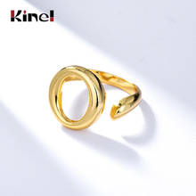 Kinel-Anillo de plata 925 para mujer, sortija redonda hueca, apilable, calada, chapado en oro Real de 18K 2024 - compra barato