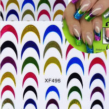 Неоновый дизайн для ногтей Наклейка s французский советы направляющие стикеры DIY маникюрные инструменты 2024 - купить недорого