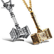 EyeYoYo Punk Mens Solid Viking Thors Hammer Pendant Necklace Stainless Steel Vintage Mjolnir's Norse Mythology Jewelry 2024 - buy cheap