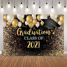 Fondo de graduaciones para estudio fotográfico, telón de clase de 2021 para graduaciones negras, graduales de brillo dorado para Sesión de fotos, accesorios 2024 - compra barato