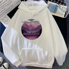 Streetwear tops Ulzzang girls vintage women Harajuku Casual Loose Gothic hoodies aesthetics mountain print Hoodie sweatshirts 2024 - buy cheap