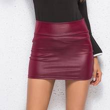Women PU Leather Skirt Red High Waist Slim Pencil Skirts Vintage Bodycon Skirt Sexy Clubwear 2024 - buy cheap