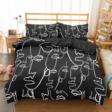 Abstract Lines Face Duvet Cover Adults Home Textile Black Bedclothes 3D Print 2/3 Bedding Sets Double Bed King Full Size 200x200 2024 - buy cheap