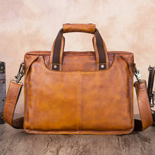 Vintage Leather Men's Briefcase Handmade Laptop Bag Men Cowhide Genuine Leather Handbag Real-leather Shoulder Messenger Bags 2024 - buy cheap