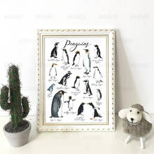 Картина на холсте с изображением пингвина, украшение для дома, акварельная Настенная картина для гостиной, современные постеры и принты для детской комнаты 2024 - купить недорого
